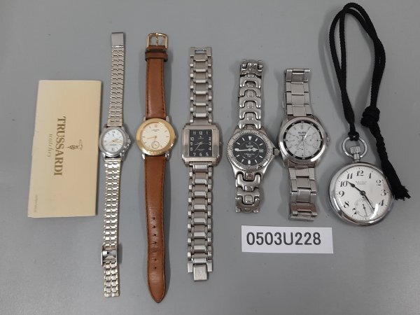 0503U228　時計　腕時計　懐中時計　ジャンク品　おまとめ　LANCEL　TRUSSARDI　JEMIS　SEIKO　ALBA　など　刻印あり_画像1