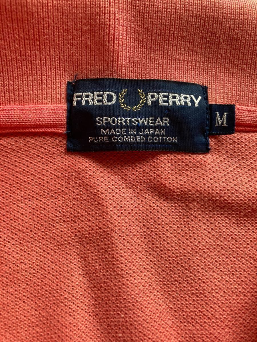 日本製 FRED PERRY フレッドペリー 半袖 ポロシャツ 刺繍 くすみピンク サイズM