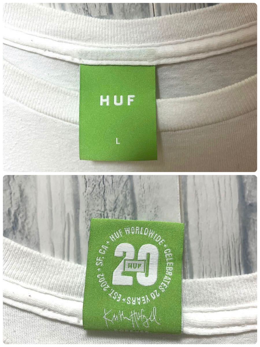 HUF ハフ Ｔシャツ サイズL ホワイト デカロゴ ビッグロゴ 半袖 トライアングル 送料無料_画像7