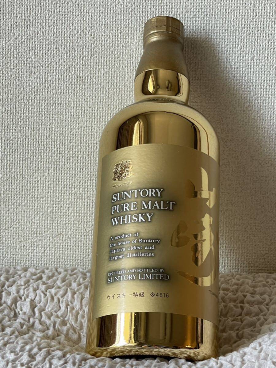 『1円スタート』サントリー SUNTORY 山崎蒸溜所60周年記念 ゴールドボトル 「黄金の絆」ピュアモルト760ml 43% 古酒 未開栓 ウイスキー_画像1