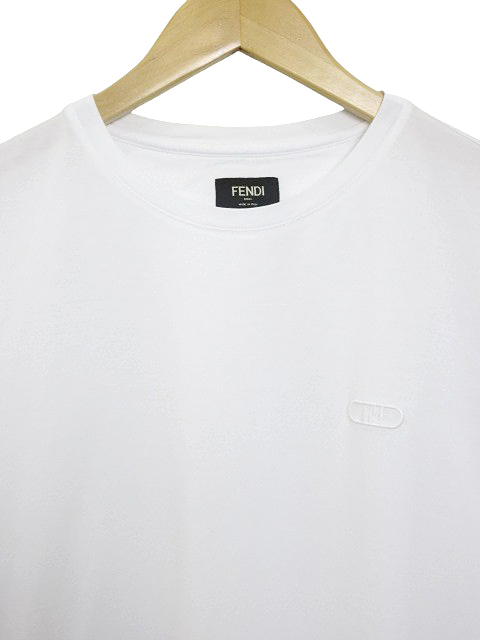 フェンディ FENDI Tシャツ FY0894 AL0F White jersey T-shirt オーロック ディテール 半袖 ホワイト size L_画像4