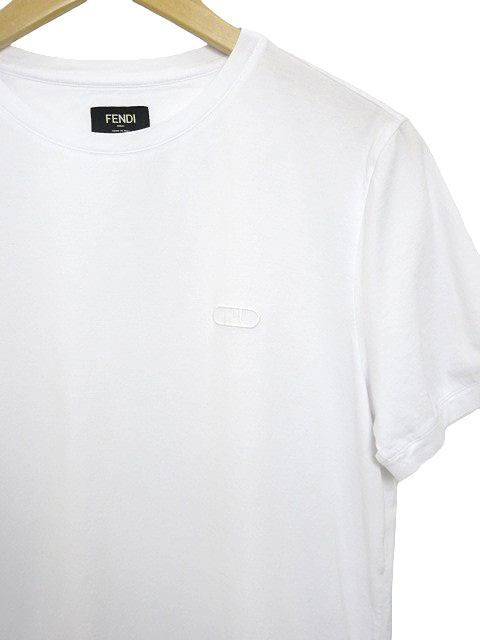 フェンディ FENDI Tシャツ FY0894 AL0F White jersey T-shirt オーロック ディテール 半袖 ホワイト size L