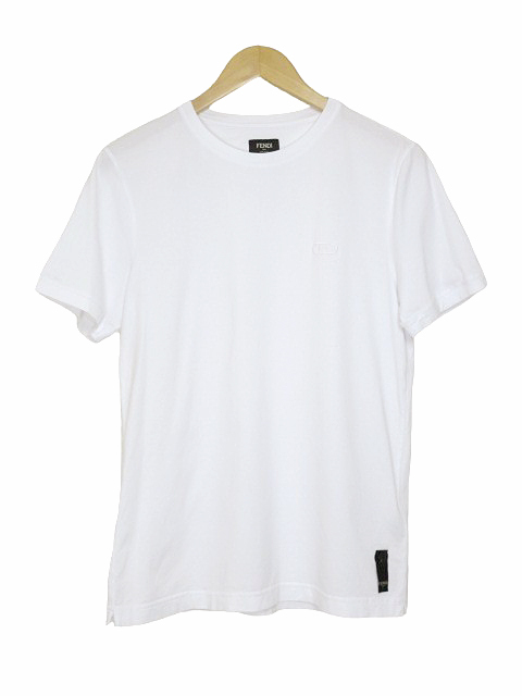フェンディ FENDI Tシャツ FY0894 AL0F White jersey T-shirt オーロック ディテール 半袖 ホワイト size L_画像1