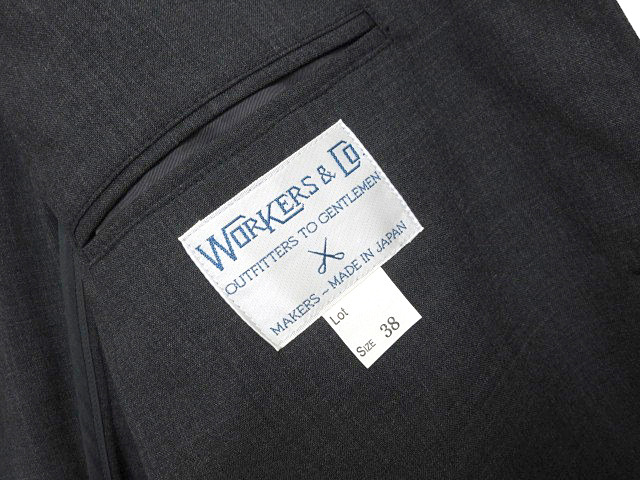 ワーカーズ WORKERS ジャケット サマーウール メタル釦 3B テーラード ダークグレー系 size 38 メンズの画像6