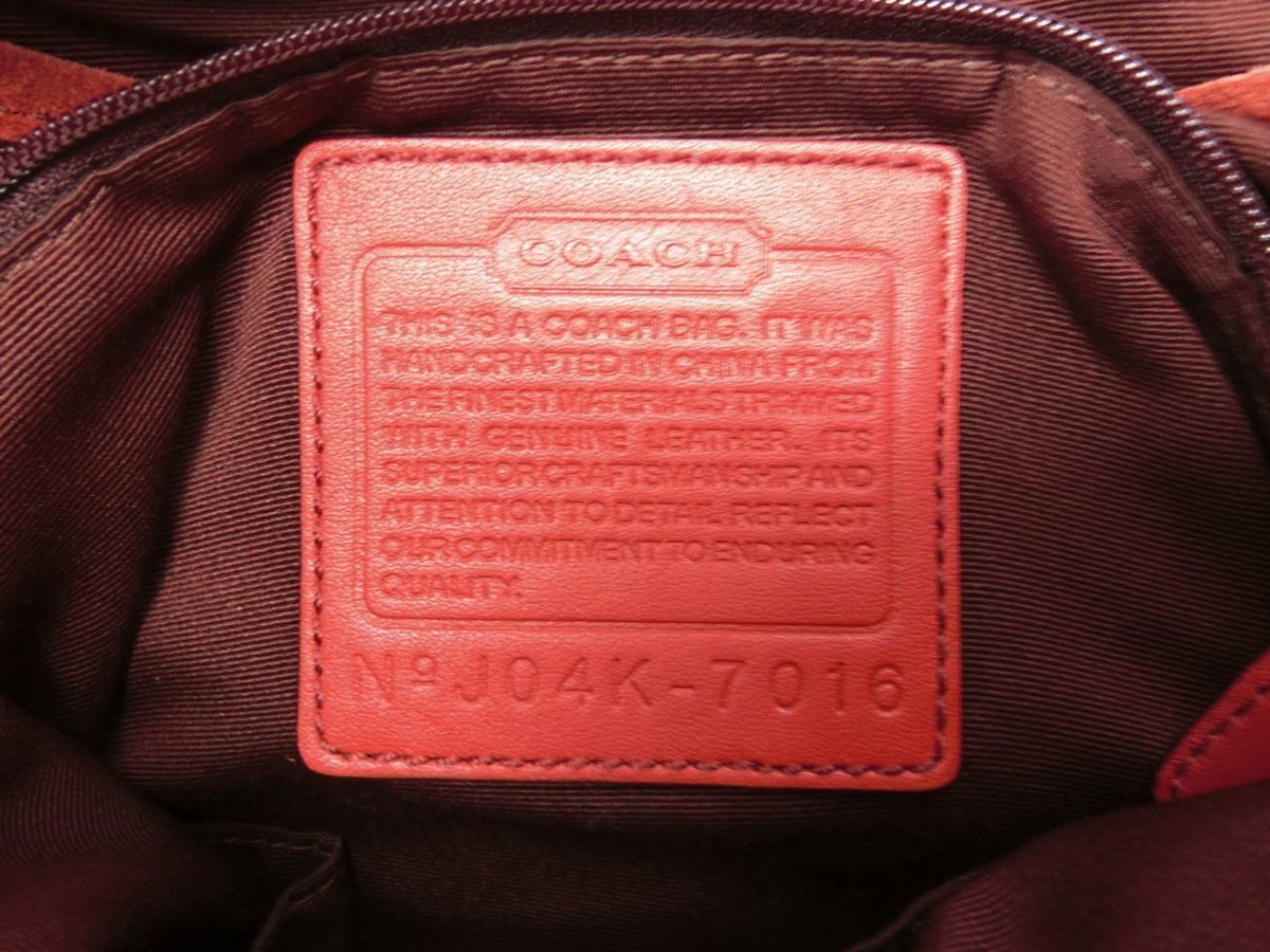 ●COACH コーチ 7016 シグネチャー ショルダー バッグ レッド ブラウン系　●除菌処理済品H3017富_画像3