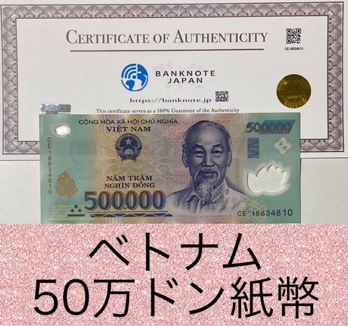 ベトナムドン紙幣　50万ドン 一枚