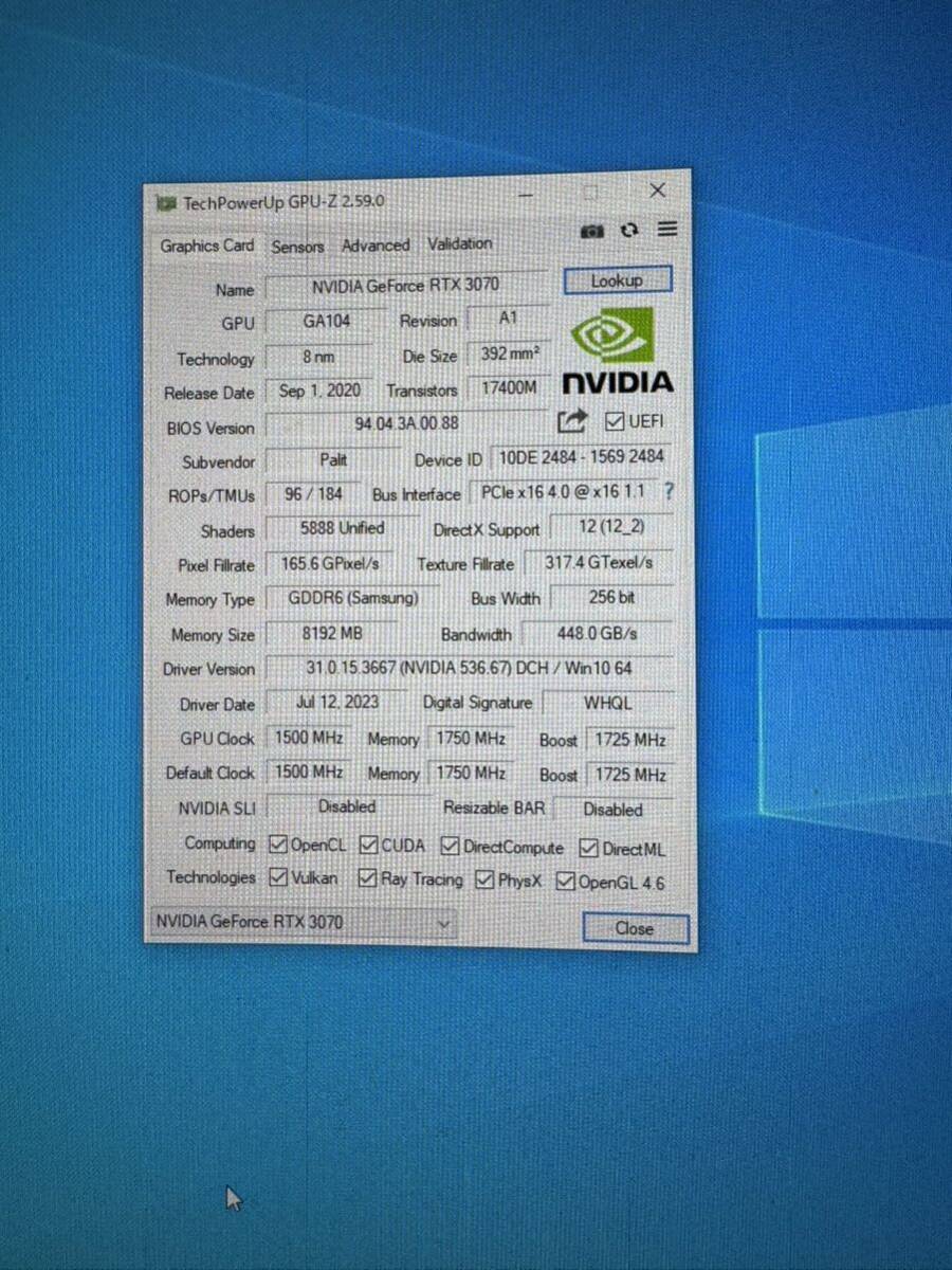Palit GeForce RTX 3070 GamingPro OC 8GB 動作確認済み_画像6