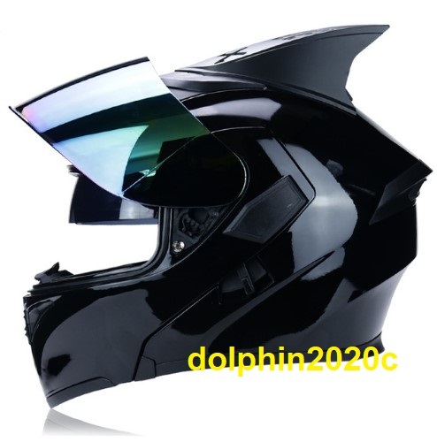 バイク ダブルシールド フリップアップ フルフェイスヘルメット システムヘルメット　M~3XLサイズ選択可　艶アリ黒　サイズ：L_画像5