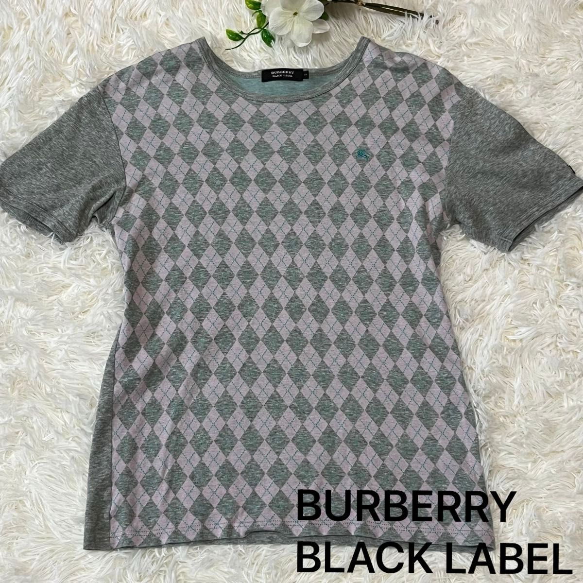 バーバリー ブラックレーベル Tシャツ　カットソー　2 M アーガイル柄 半袖Tシャツ BURBERRY BLACK LABEL