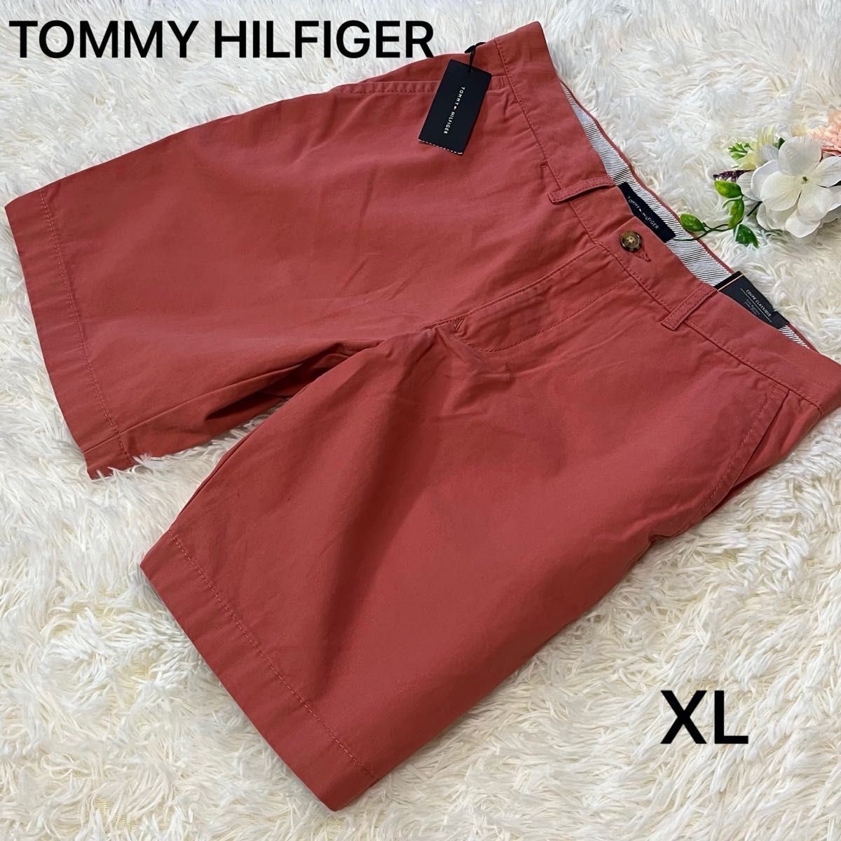 【未使用】TOMMY HILFIGER トミーヒルフィガー ショートパンツ　ハーフパンツ　W34 XL 赤 大きいサイズ