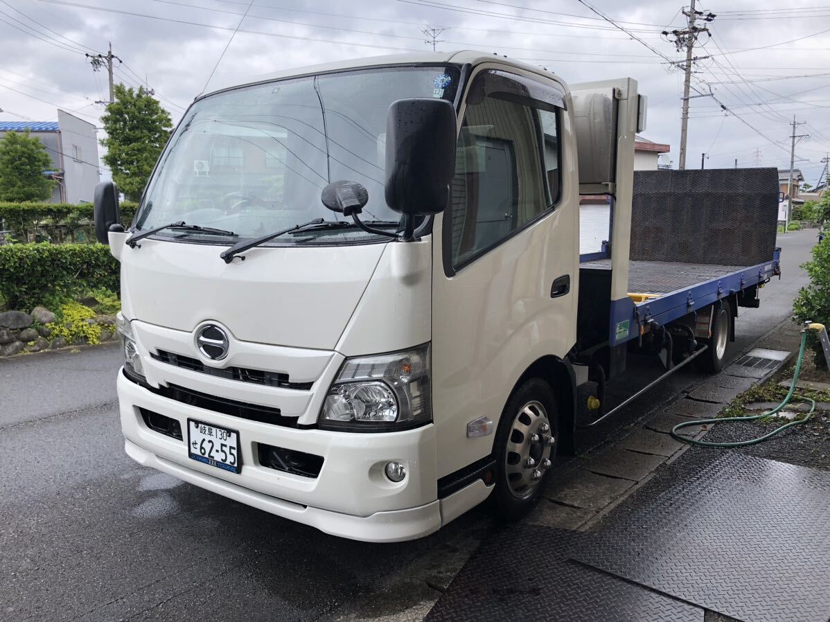 平成24年 日野デュトロ積載車 花見台マークII特注積載量3400kg 開閉アオリ 油圧リアゲート 希少仕様 車検R6.12迄 純正エアロ 機関良好☆_画像2