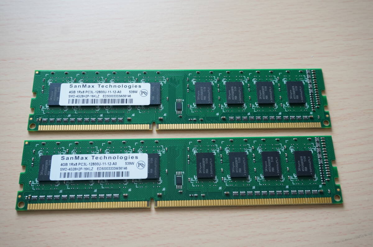 SANMAX PC3L-12800U 4GBⅹ2枚 + マイクロン PC3L-12800U 4GBｘ1枚 計１２ＧＢの画像3