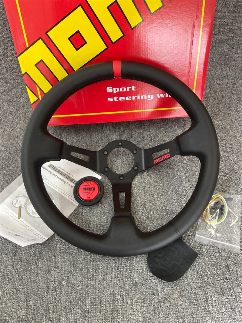 #052# new goods MOMO steering gear sport steering wheel car steering wheel 330mm 13 -inch red