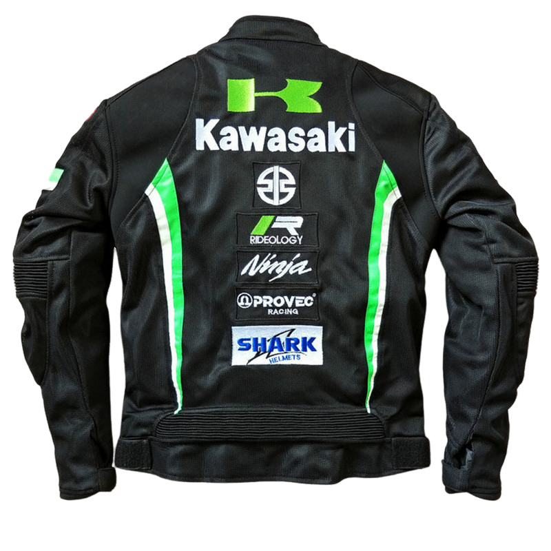■028【kawasaki】バイクジャケット ■カワサキレーシング　■メッシュ オートバイ_画像2