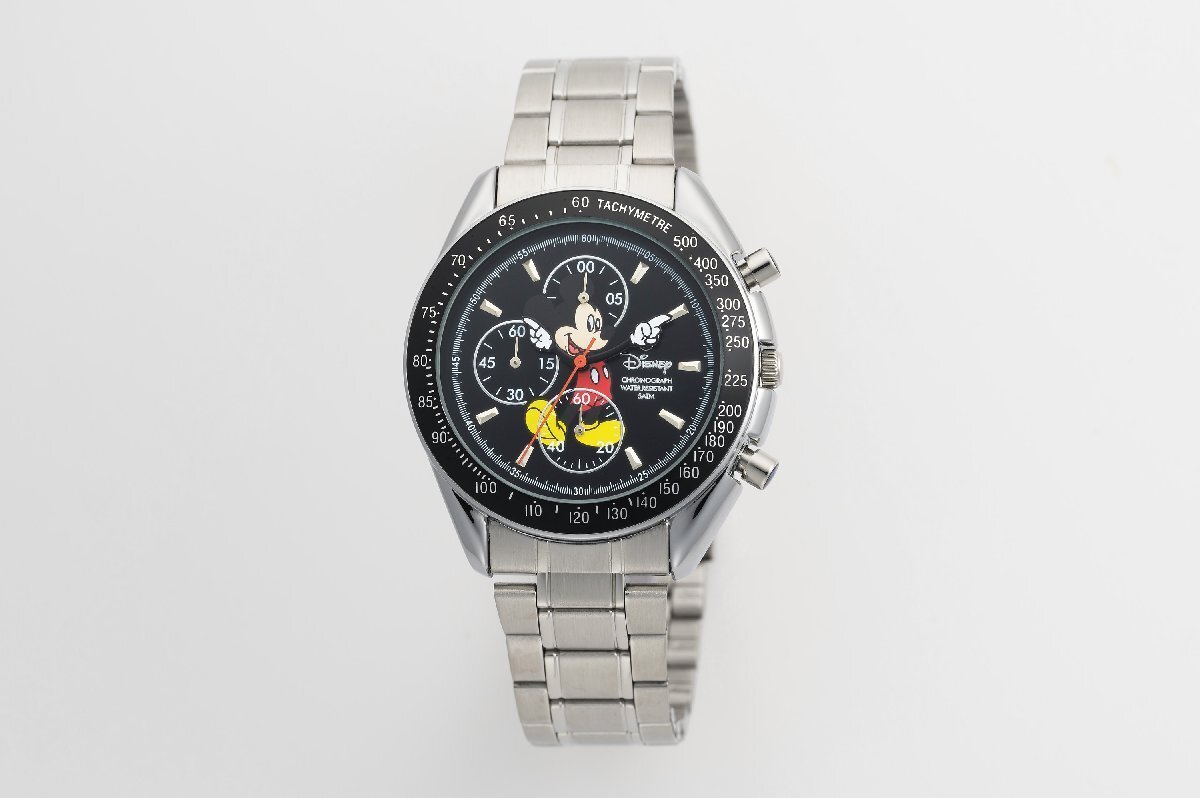 1円～ 1スタ アナザーヘブン×Disney限定MICKEYミッキーマウス別注コラボ時計/スピードマスタークロノグラフブラック新品逆輸入_画像6