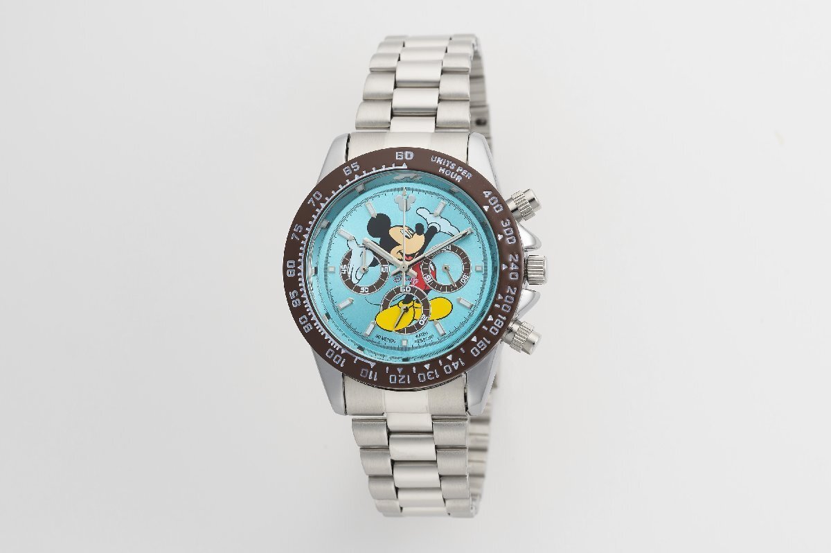 1円～ 1スタ アナザーヘブン×Disney限定MICKEYミッキーマウス別注コラボ時計クロノグラフ美しすぎるICE BLUE5気圧絶版新品逆輸入_画像6