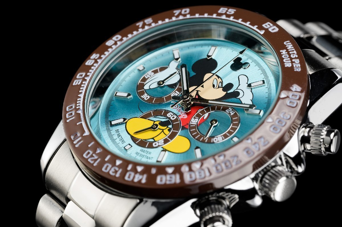 1円～ 1スタ アナザーヘブン×Disney限定MICKEYミッキーマウス別注コラボ時計クロノグラフ美しすぎるICE BLUE5気圧絶版新品逆輸入_画像1