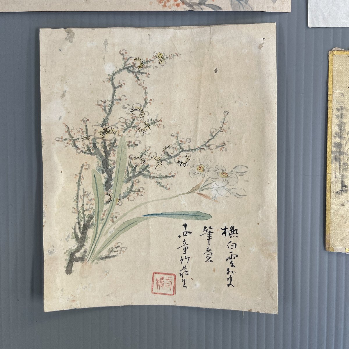 【洛座】幕末の画家 山本琴谷 帆足杏雨 他 文人画 中国山水 月 鷹 捲り＜儒者南画中国◆319-7_画像4