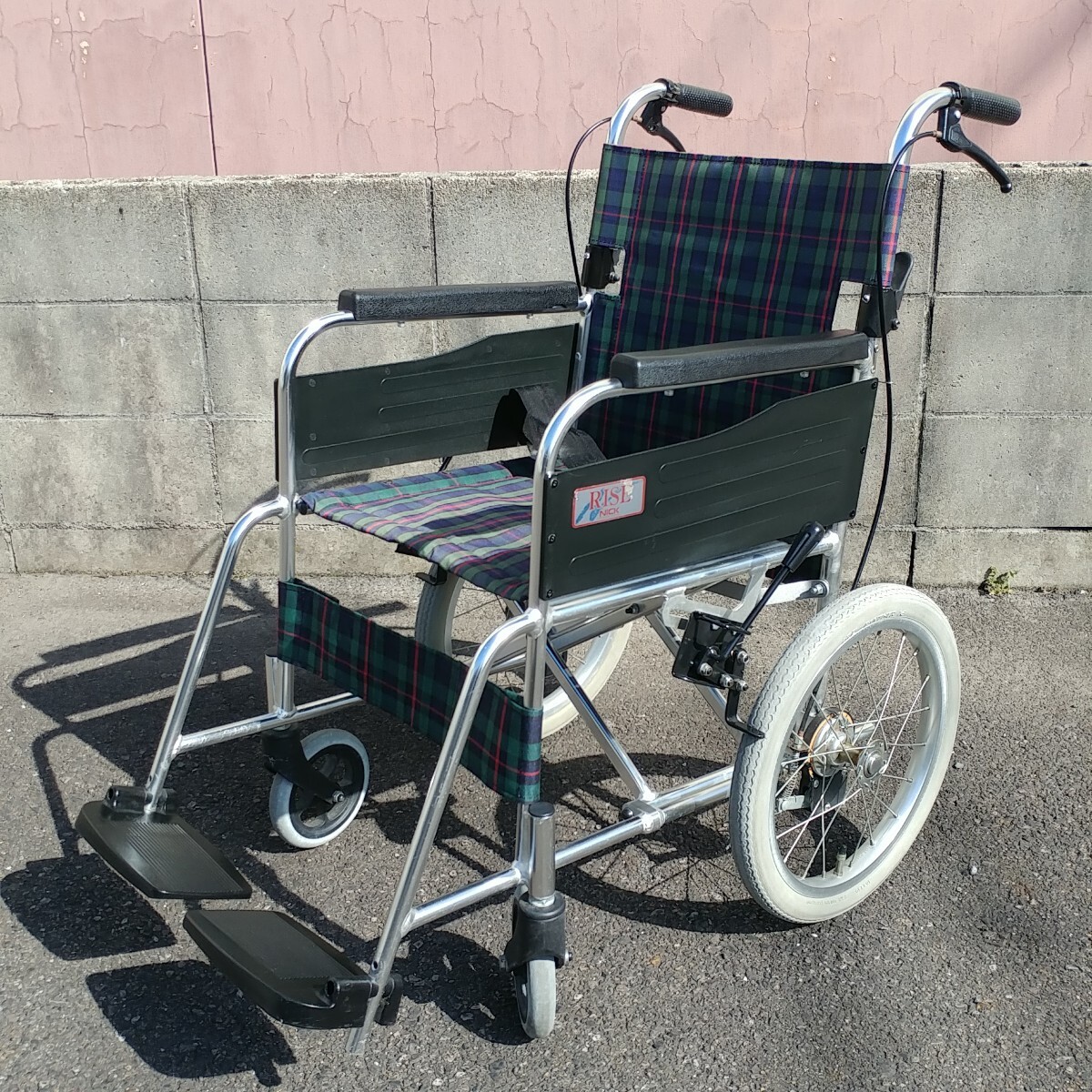 RISE NICK 美品 折りたたみ車椅子 チェック柄 Yahoo!オークション - NICK/ニック RISE 介助用 車椅子/車イス