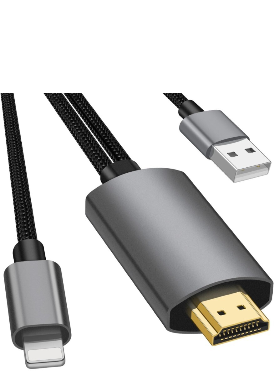 変換ケーブル 2M lighting hdmi 変換ケーブル iphone usb 充ケーブル