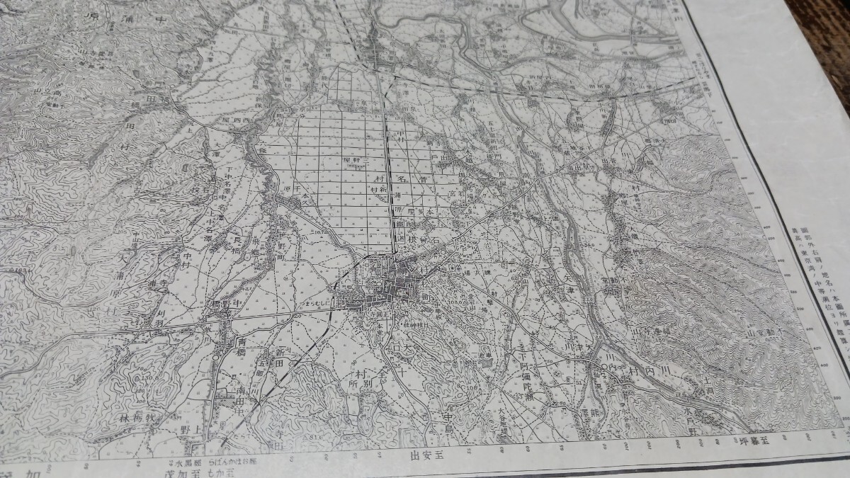 新津　新潟県　地図　古地図　 地形図　資料　大日本帝国陸地測量部　57×46cm　明治44年測図　昭和9年発行印刷　B2405_画像5