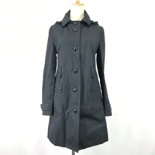 日本製★J.CREW/J.クルー★ステンカラーコート【レディースS/black/黒】ライナー＆フード付き/Coat/Jacket/Jumper◆pBH719_画像1