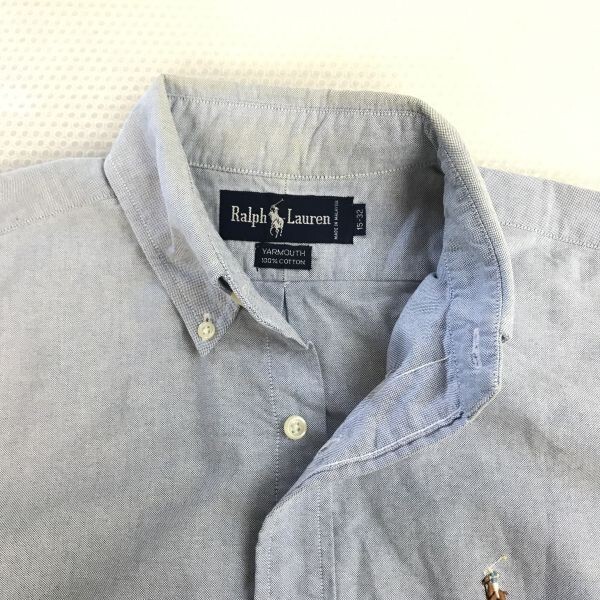 90s★RALPH LAUREN/ラルフローレン★YARMOUTH/長袖シャツ【メンズ15-32(S-M）lightblue/青】Vintage/コットン/Tops/Shirts◆pBH720_画像5