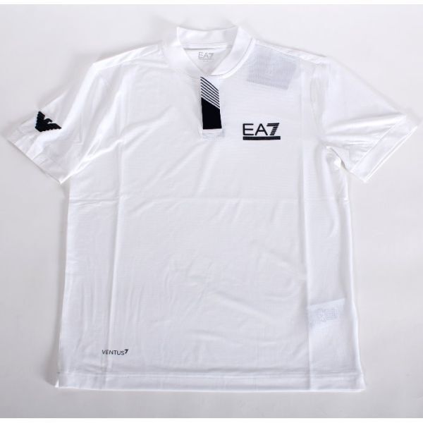 【CU】EMPORIO ARMANI エンポリオアルマーニ ヘンリーカラー ポロシャツ ホワイト/1100 【XL】 3DPT25 PJTLZ EA7 ロゴ 半袖_画像8