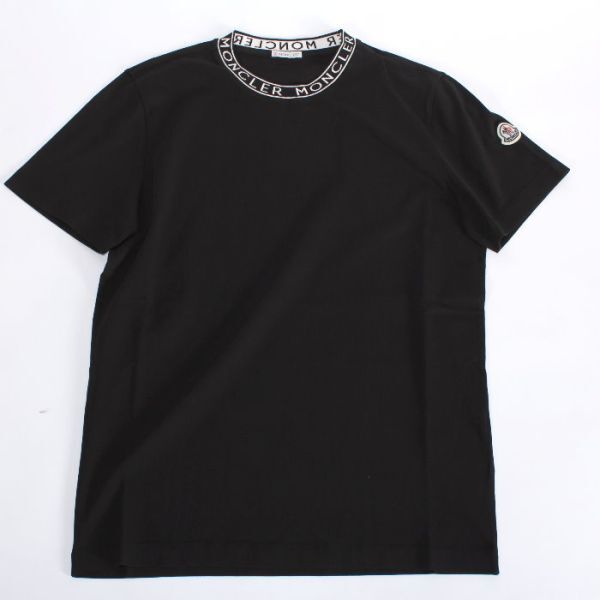 【CU】MONCLER モンクレール Tシャツ ブラック 8C00024 8390T 999 【M】ロゴレタリング ロゴワッペン クルー 半袖 メンズ【新品・正規品】_画像4