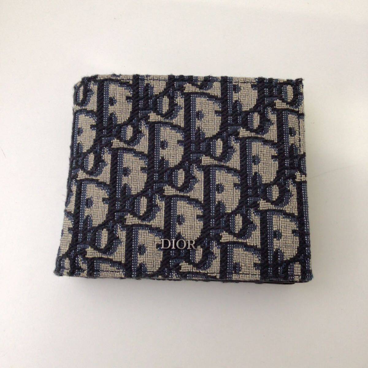 □ Christian Dior 財布 クリスチャンディオール 二つ折り コインケース付きウォレット 2OBBC027YSE ジャガード 美品 箱付き ナ19-4_画像2