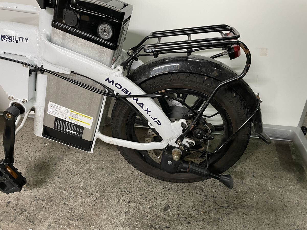 □●不動品 MOBI BIKE 48モビバイク モペット型 折り畳み電動自転車 48V ディスク式 ブレーキ MOBIMAX JP 白 ホワイト_画像5