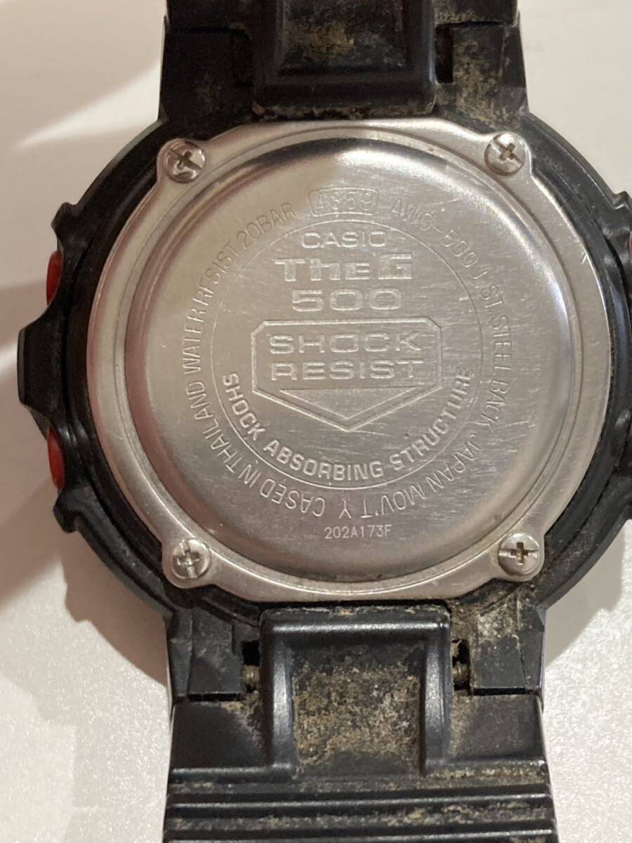 G-SHOCK CASIO カシオ ソーラー腕時計　ぶらっブラック AWG-500J-1AJF 作動品　ィ19-16_画像6