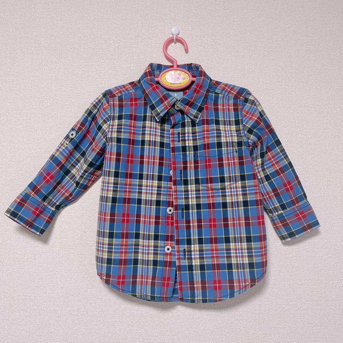 【美品】ベビーギャップ チェックシャツ ブラウス 80cm 2WAY チェック　 長袖シャツ　 シャツ　GAP BABYGAP チェック柄 長袖 _画像2