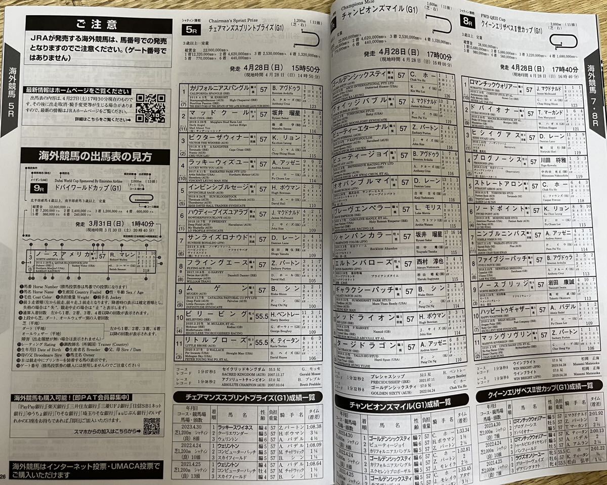 2024 heaven .. spring * Hong Kong Champion zte- Racing Program +JRA70 anniversary commemoration history fee fiscal year representative horse exhibition. pamphlet 