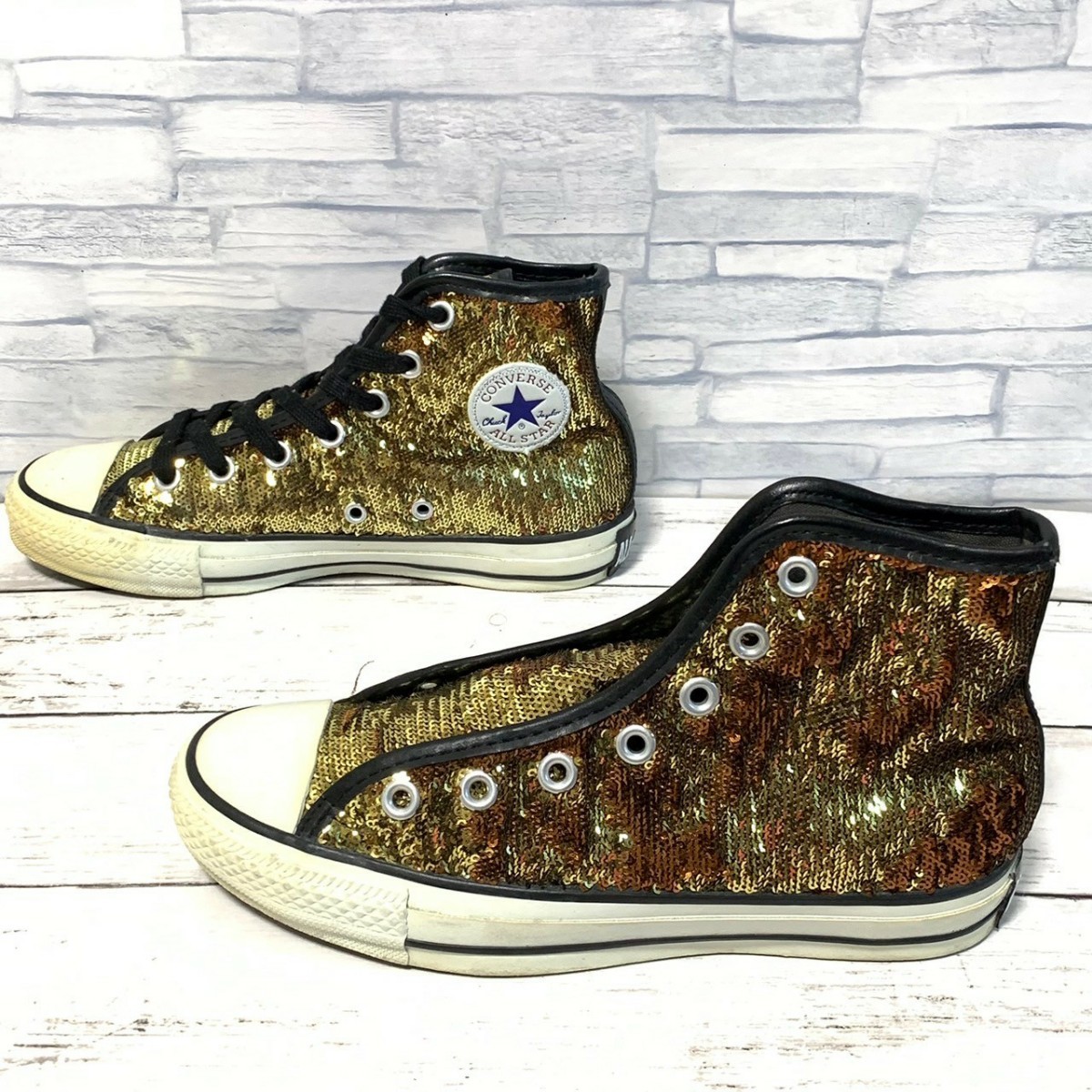 R5560bE CONVERSE コンバース スニーカー ゴールド スパンコール レディース 23cm ALL STAR SPANGLE Ⅱ HI ハイカットスニーカー_画像2