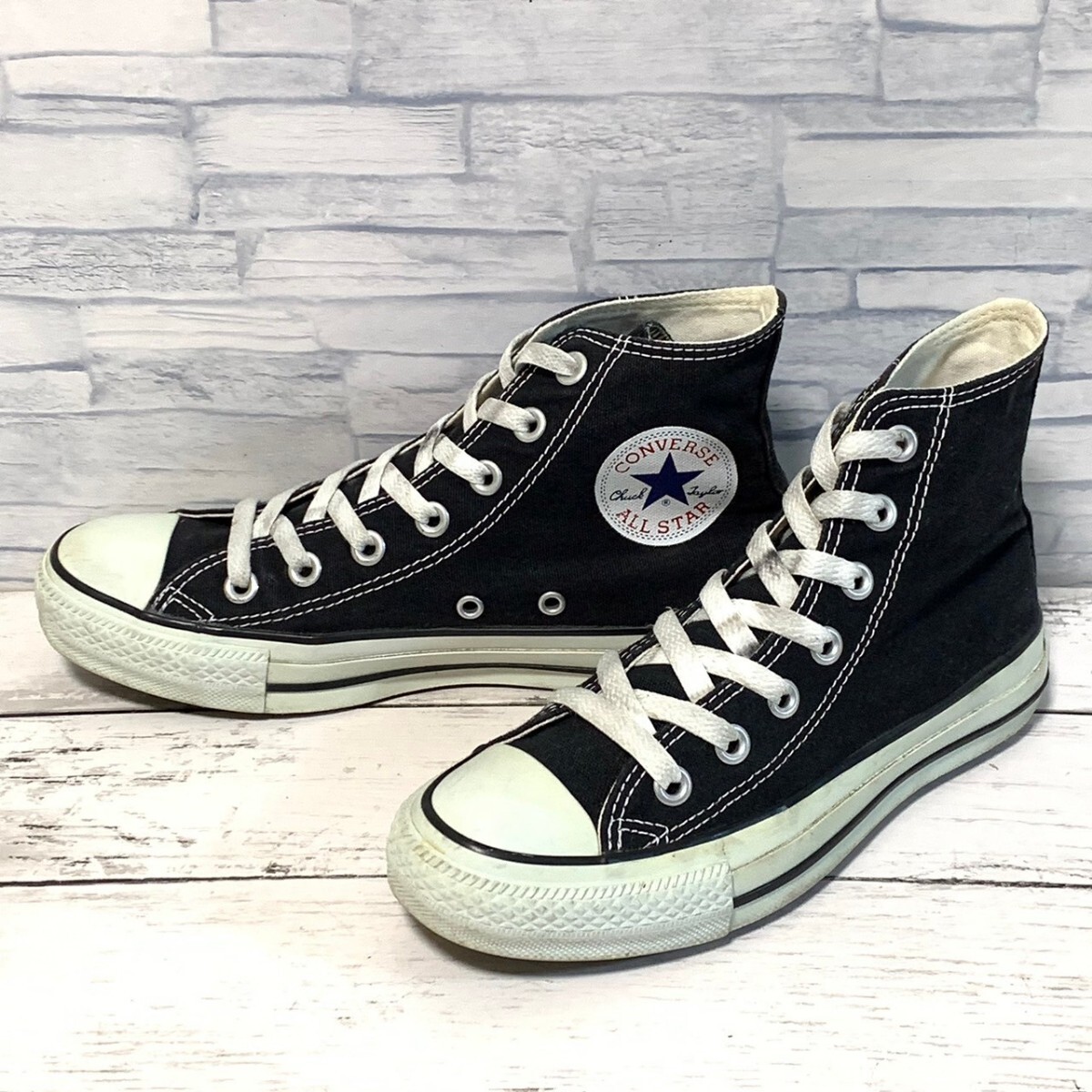 R6128bL CONVERSE ALL STAR HI コンバース オールスターハイ 23.5cm ハイカットスニーカー ブラック 黒 レディース キャンバス シューズ_画像1