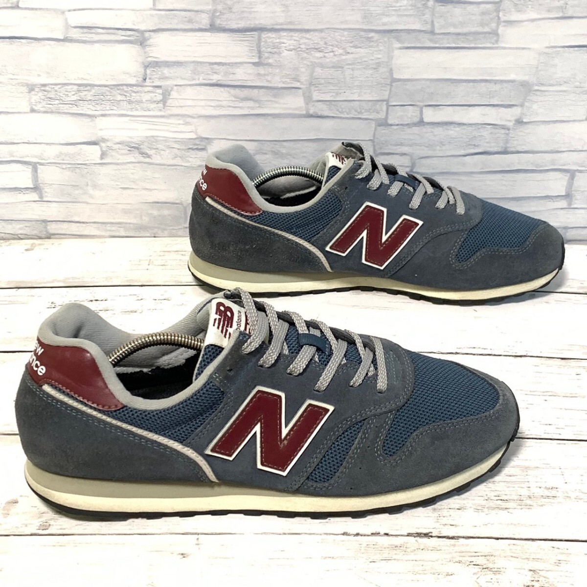 R6121bL new balance 373 ニューバランス373 メンズ 28cm ローカットスニーカー ネイビー×ボルドー スエード メッシュ ML373RA2 _画像5