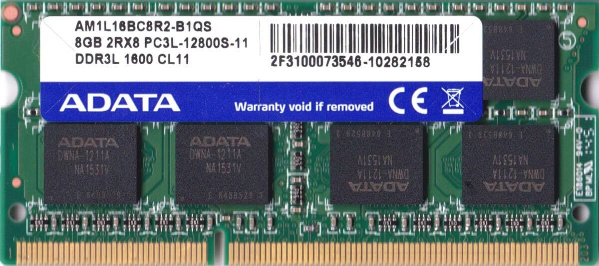 ADATA　PC3L - 12800S - 11 (DDR3L-1600)　8GB × 1枚　_画像1