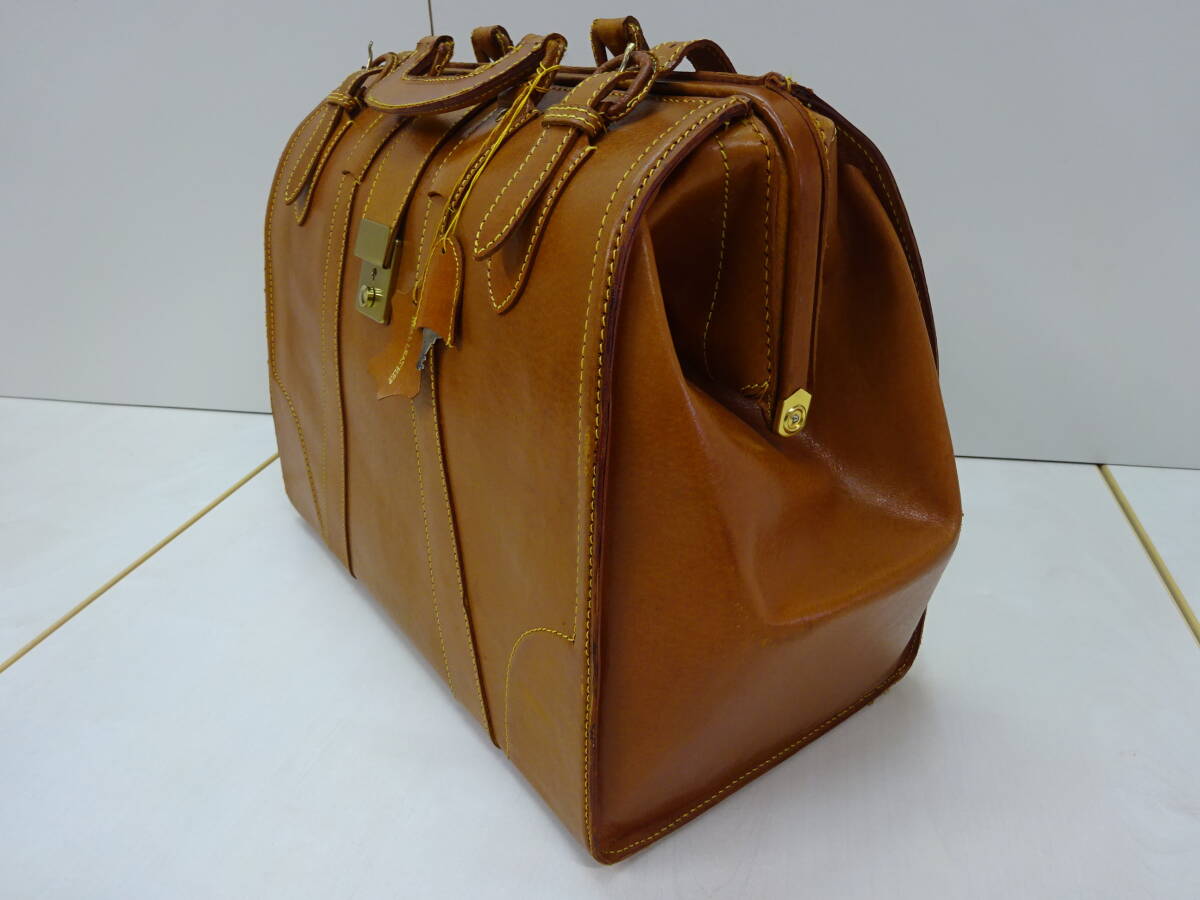 17800#FRIENDLY LIFE friend Lee жизнь кожа dokta- сумка сумка "Boston bag" адвокатская сумка античный способ б/у #