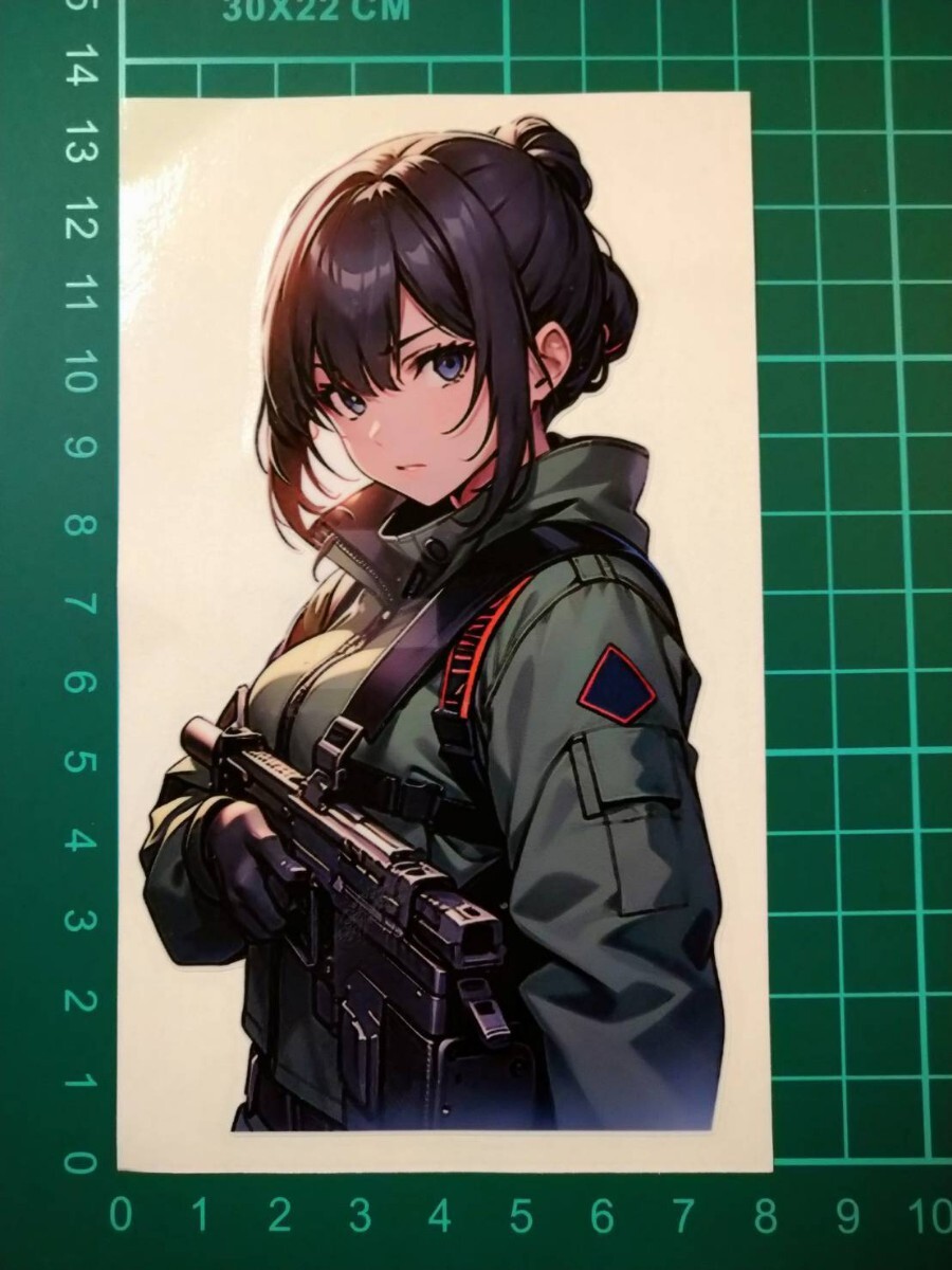 ミリタリーガール　陸軍　日本の女の子　痛車　機関銃　戦闘　サバゲー　ステッカー　転写シール