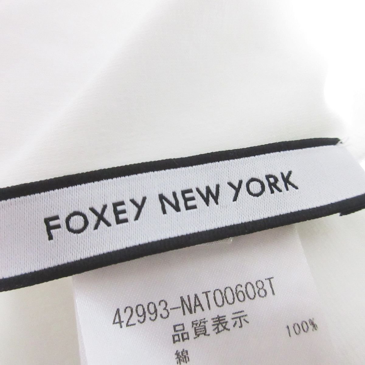 新品同様 22SS FOXEY NEW YORK フォクシーニューヨーク Le Cadeau Top リボン付き 半袖 Tシャツ カットソー 42993 40 ホワイト ◆の画像4