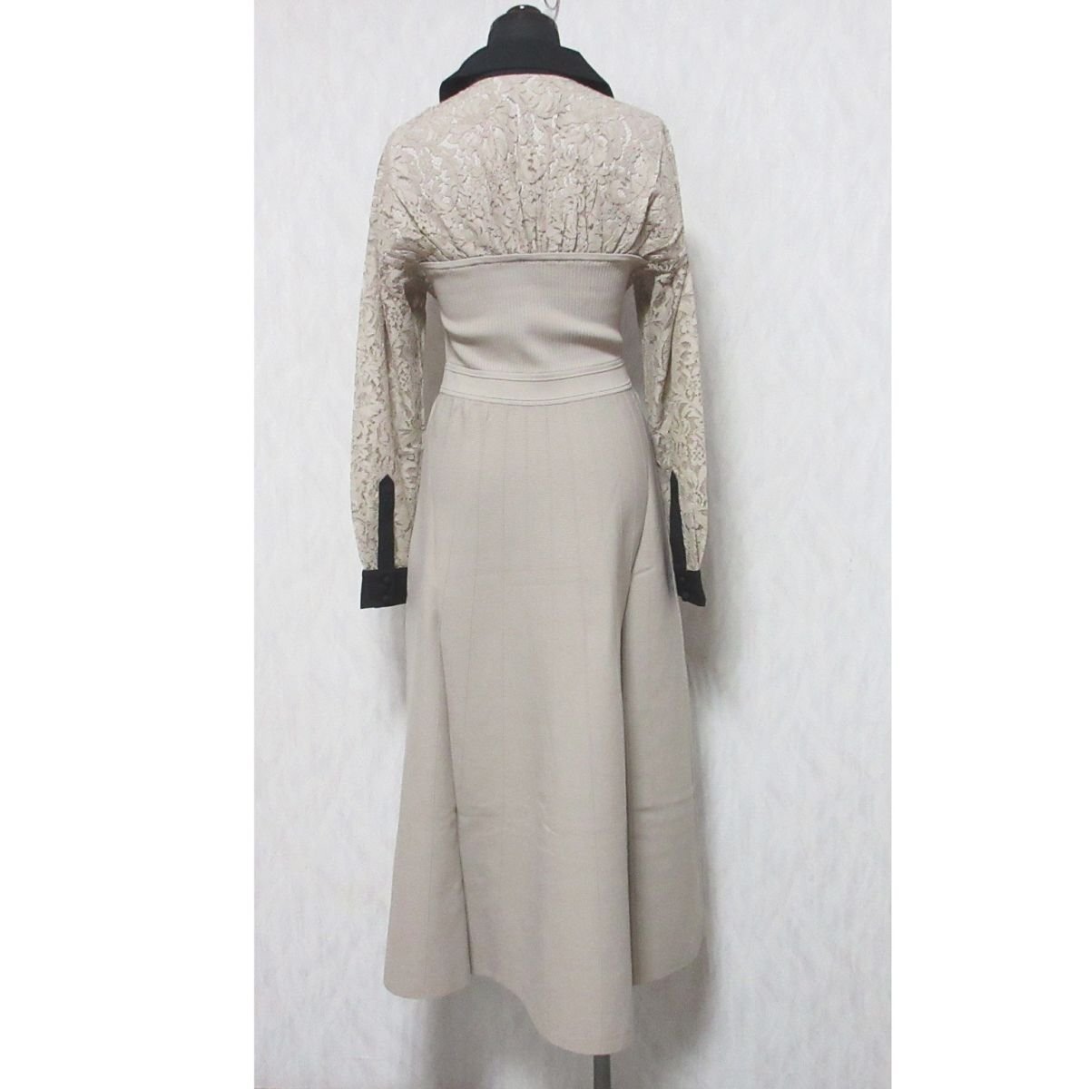  unused translation have 23AW Diagram Diag Ram Grace Continental long sleeve maxi height race Layered knitted One-piece 36 beige *
