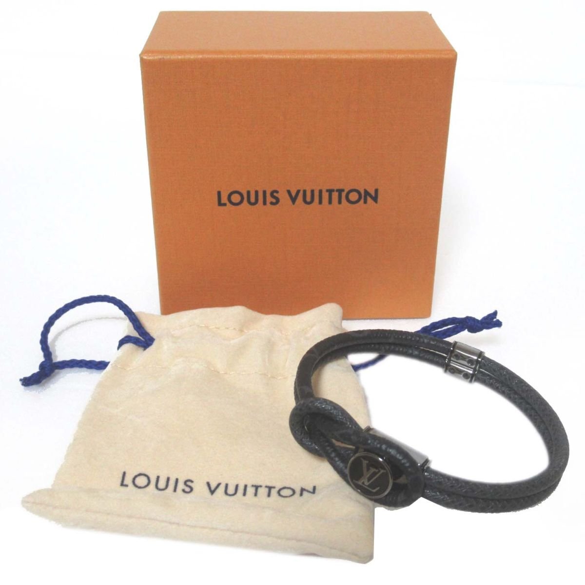  as good as new LOUIS VUITTON Louis Vuitton bracele brass re loop ito monogram Eclipse men's bangle M6870D black group 