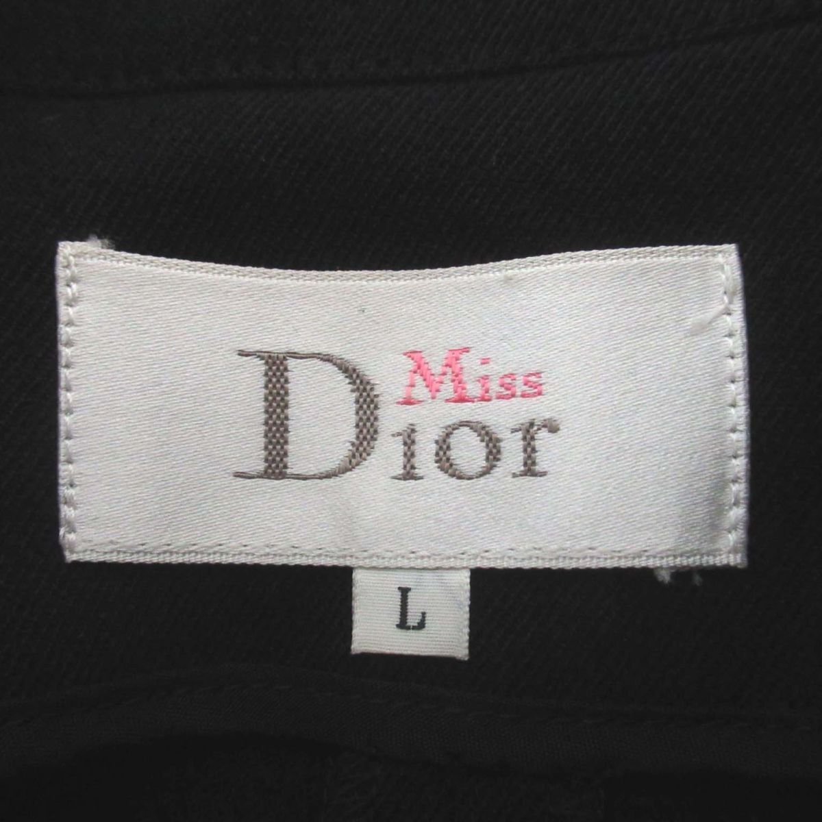 美品 Miss Dior ディオール ヴィンテージ ジップアップ ジャケット+ひざ上丈 スカート スーツ セットアップ L ブラック×ゴールド金具_画像10