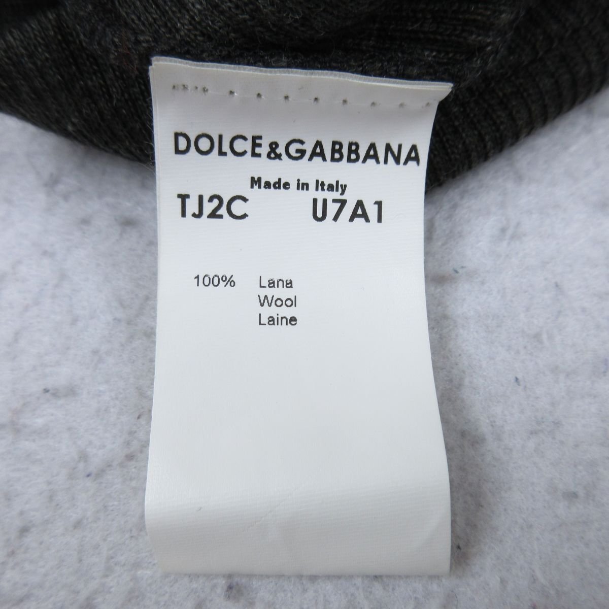  as good as new Dolce & Gabbana one Point Logo short sleeves crew neck rib knitted cut and sewn small size size 44 charcoal gray *