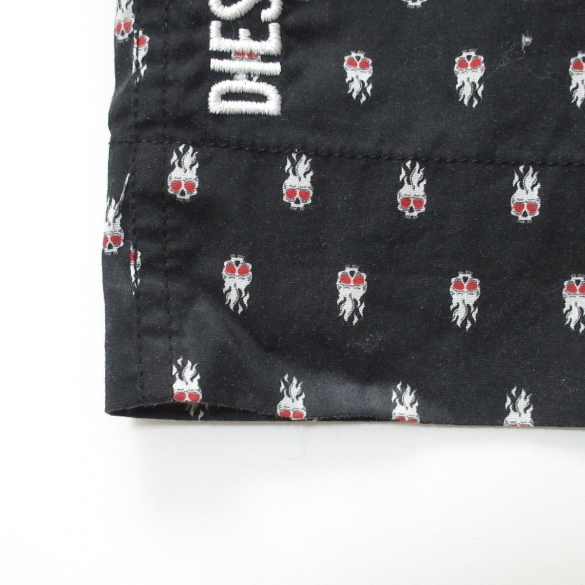 美品 DIESEL ディーゼル S-FRY-SKULL スカルプリント 総柄 ロゴ刺繍 半袖 シャツ 大きいサイズ XL ブラック ◆_画像10