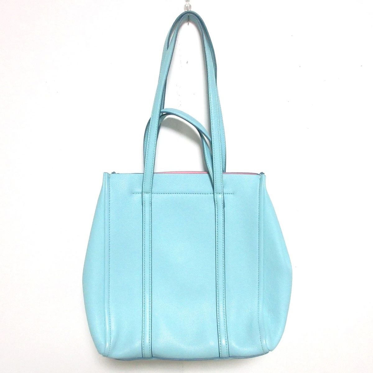 美品 MARC JACOBS マークジェイコブス The Tag Tote レザー 2WAY トートバッグ ショルダーバッグ ライトブルー ◆_画像2