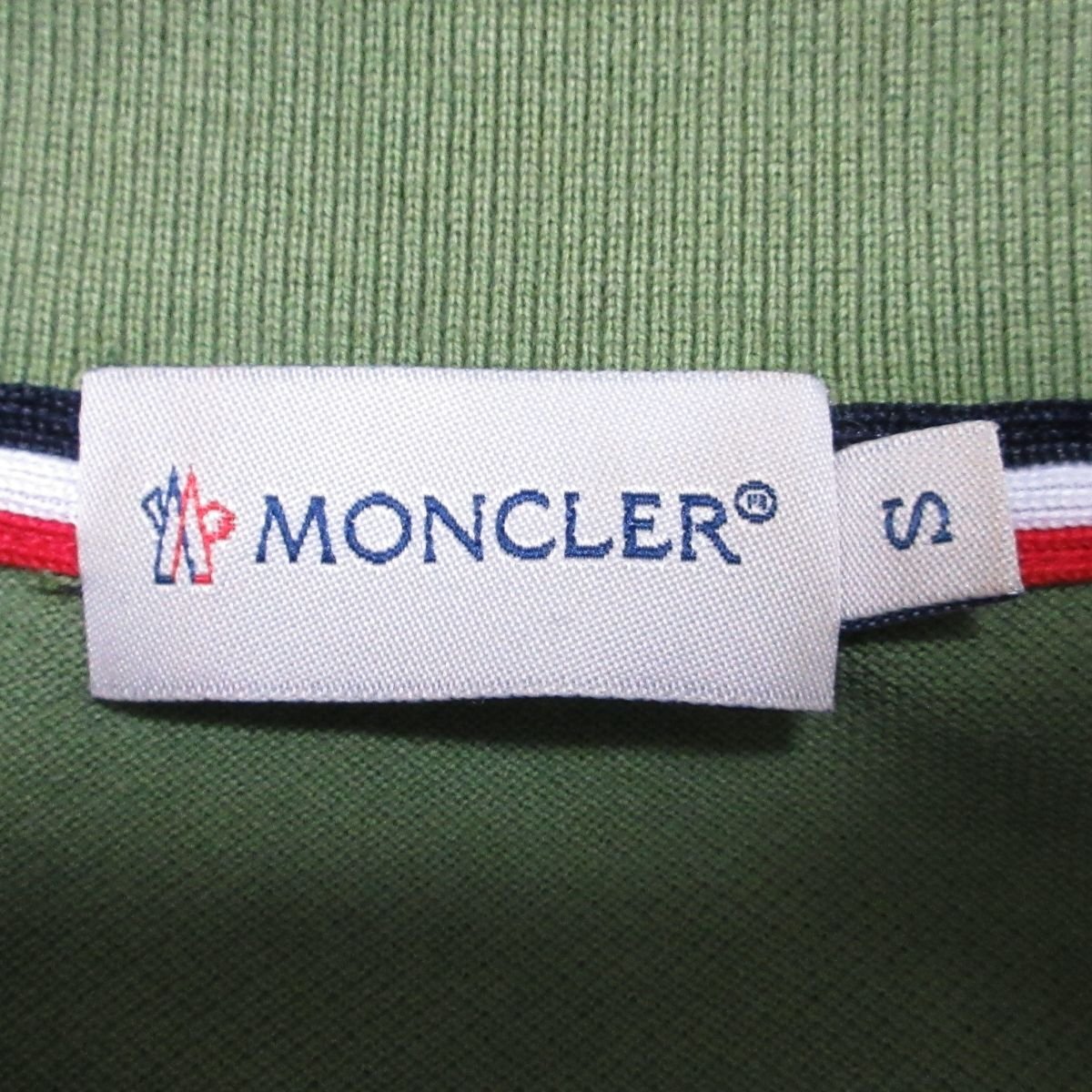 良品 MONCLER モンクレール 半袖 ロゴワッペン ポロシャツ カットソー S グリーン_画像7