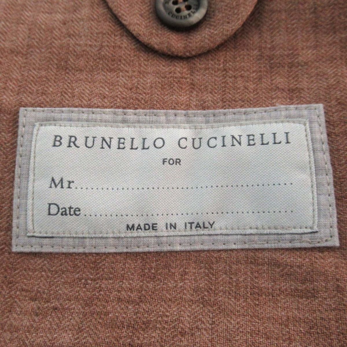 美品 BRUNELLO CUCINELLI ブルネロクチネリ リネン 3B シングル テーラードジャケット 52サイズ ブラウンベージュ系_画像9