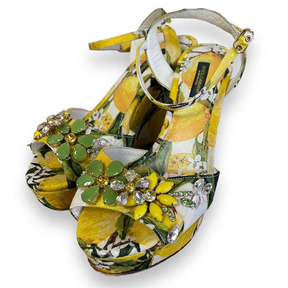 良品 DOLCE&GABBANA ドルチェ&ガッバーナ レモン柄 ビジュー 良品 DOLCE&GABBANA ドルチェ&ガッバーナ レモン柄 ビジュー